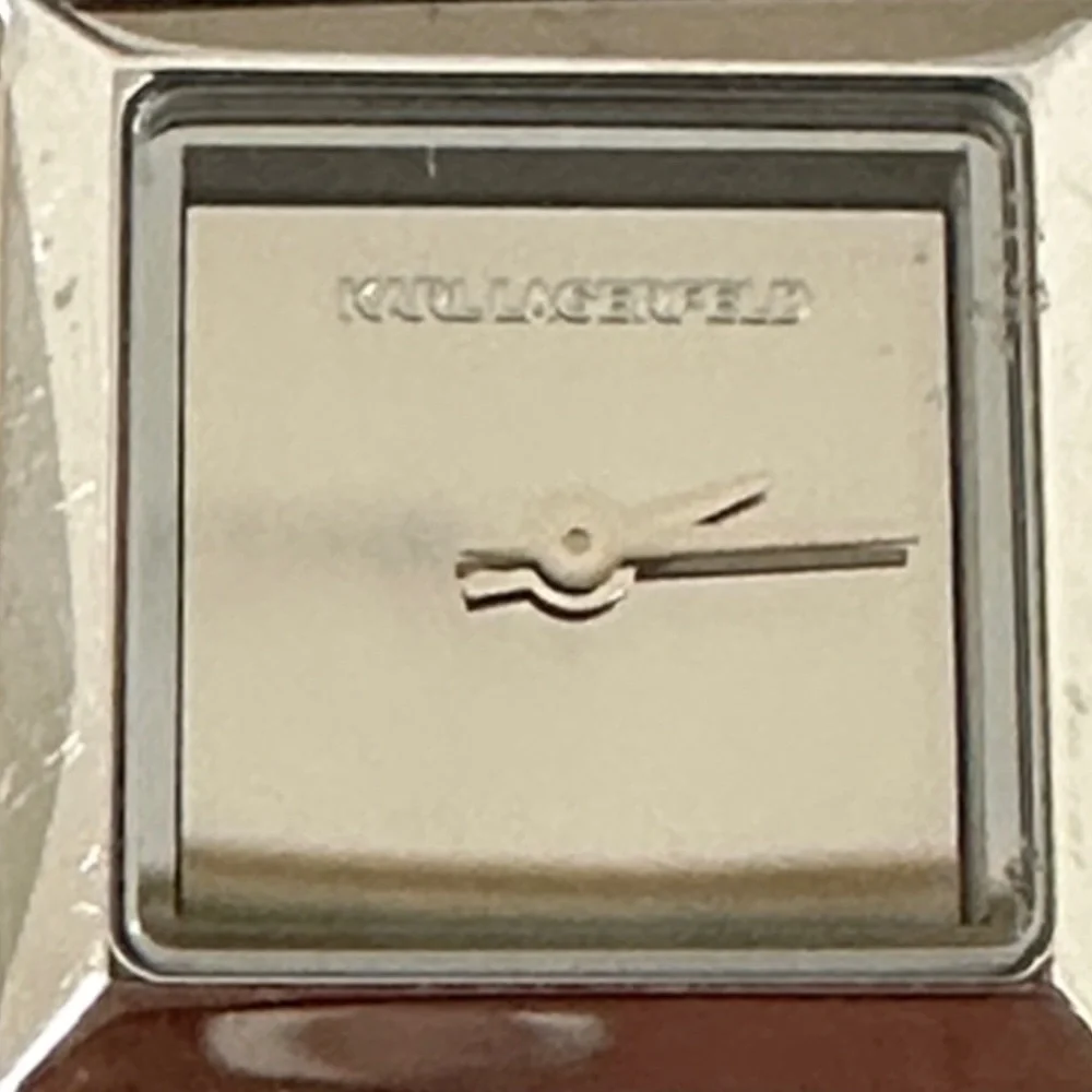 Karl Lagerfeld Silver and lWhite leather watch Bracelet